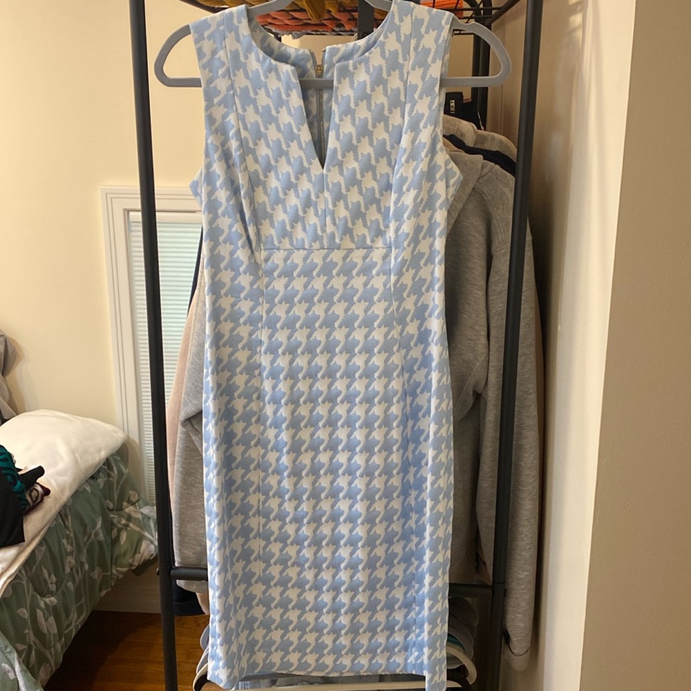 Calvin Klein blue houndstooth dress. Like new. Size 6 Petite